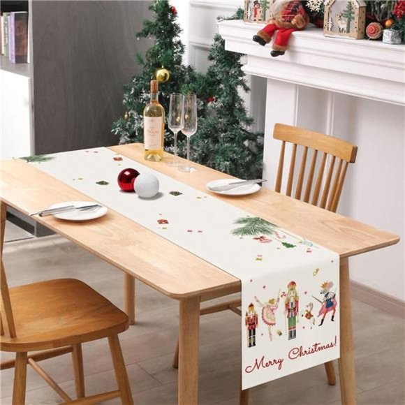 Christmas Nutcrackers Table Runner 13x72 Inch, Xmas Seasonal Winter Holiday - Picture 2 of 6